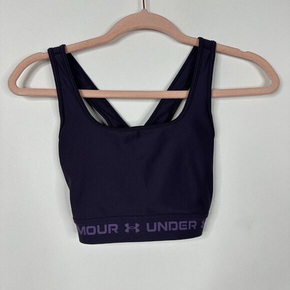 2/$24 Under Armour Crossback Mid Bra Deep Purple Medium #BAG7 - Picture 3 of 9